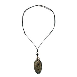 Treble Clef Hammered metal and bead adjustable necklace Unisex Design